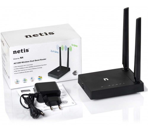 Роутер беспроводной Netis N4 AC1200 10/100BASE-TX черный