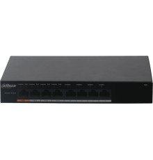 Сетевое оборудование DAHUA 8-портовый неуправляемый коммутатор с РоЕПорты: 4 RJ45 10/100/100Мбит/с (PoE/PoE+/Hi-PoE), 4 RJ45 10/100/100Мбит/с (uplink); мощность PoE: порт 1 до 60Вт, порты 2~4 до 30Вт, суммарно до 60Вт; P (DH-PFS3008-8ET-60)