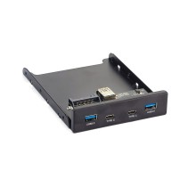 Exegate EX280448RUS Планка USB на переднюю панель Exegate U3H-619, 3,5", 2*USB3.0+2*TypeC, черная, подсоед-е к мат. плат