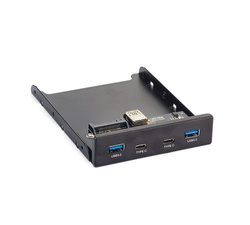Exegate EX280448RUS Планка USB на переднюю панель Exegate U3H-619, 3,5", 2*USB3.0+2*TypeC, черная, подсоед-е к мат. плат