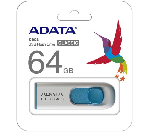 Флэш-накопитель USB2 64GB WH./BLUE AC008-64G-RWE ADATA Флэш-накопитель USB2 64GB WH./BLUE AC008-64G-RWE ADATA