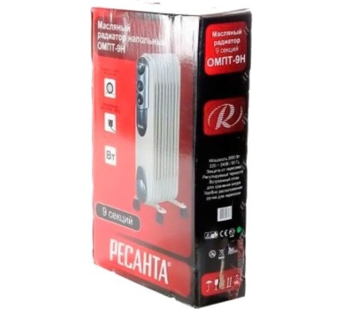 Радиатор масляный Ресанта ОМПТ- 9Н 2000Вт белый