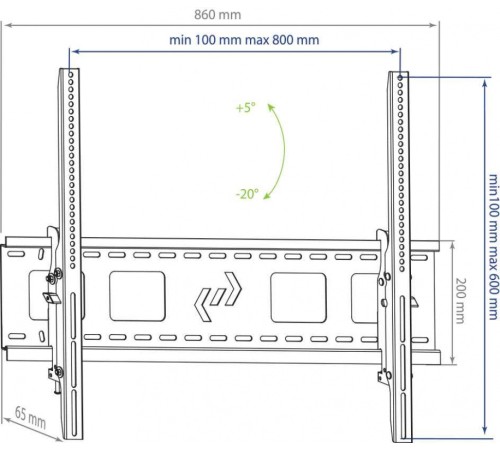 Кронштейн для телевизора Kromax STAR-2 черный 32"-90" макс.81кг настенный наклон
