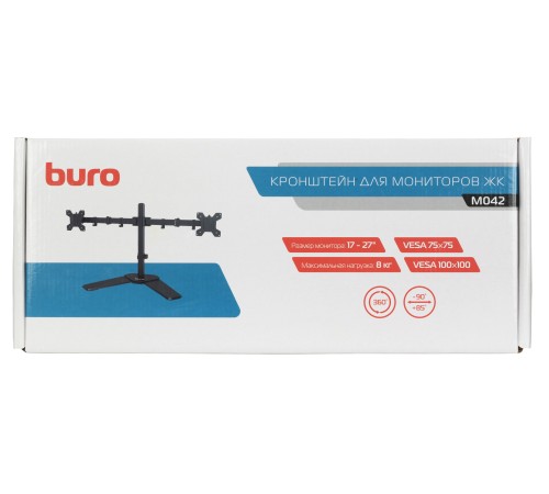 Кронштейн для мониторов ЖК Buro M042 черный 17"-27" макс.8кг настольный поворот и наклон