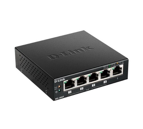 Коммутатор D-Link DES-1005P/B1A 5x100Mb 4PoE 60W неуправляемый