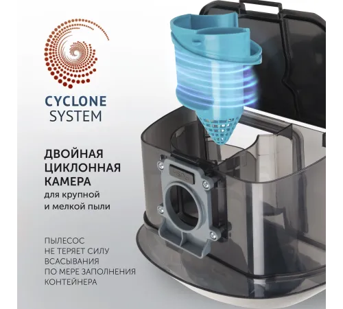 Пылесос Polaris PVC 2016 белый/черный, 460/2000 Вт, уборка сухая, пылесборник контейнер 2.5 л
