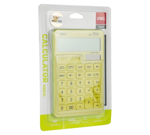 Калькулятор настольный Deli Touch EM01551 желтый 12-разр. Калькулятор настольный Deli Touch EM01551 желтый 12-разр.