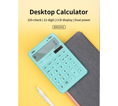 Калькулятор настольный Deli Touch EM01531 голубой 12-разр. Калькулятор настольный Deli Touch EM01531 голубой 12-разр.