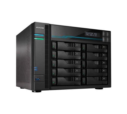 Сетевое хранилище ASUSTOR AS6510T 10-Bay NAS/Media player/Intel Atom C3538 2,1GHz(Quad-Core), 8GB SO-DIMM DDR4, noHDD(HDD,SSD),/2x10GbE+2x2,5Gbe(LAN)/2xUSB3.2,HDMI/M.2/4ip camera license ; 90IX0191-BW3S10 (AS6510T)