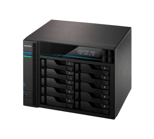 Сетевое хранилище ASUSTOR AS6510T 10-Bay NAS/Media player/Intel Atom C3538 2,1GHz(Quad-Core), 8GB SO-DIMM DDR4, noHDD(HDD,SSD),/2x10GbE+2x2,5Gbe(LAN)/2xUSB3.2,HDMI/M.2/4ip camera license ; 90IX0191-BW3S10 (AS6510T)