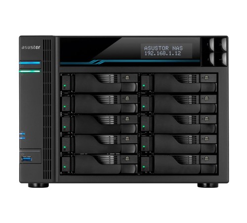 Сетевое хранилище ASUSTOR AS6510T 10-Bay NAS/Media player/Intel Atom C3538 2,1GHz(Quad-Core), 8GB SO-DIMM DDR4, noHDD(HDD,SSD),/2x10GbE+2x2,5Gbe(LAN)/2xUSB3.2,HDMI/M.2/4ip camera license ; 90IX0191-BW3S10 (AS6510T)