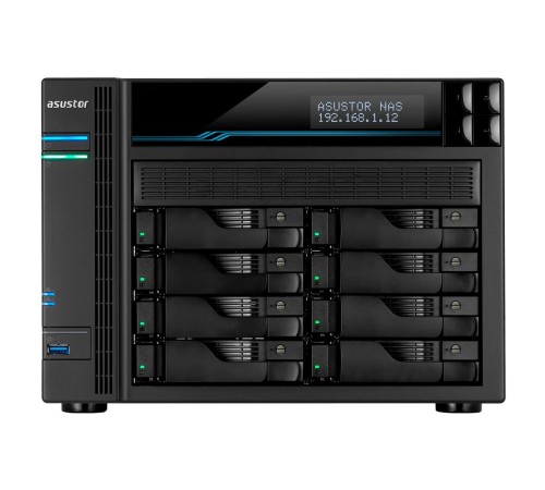 Сетевое хранилище ASUSTOR AS6508T 8-Bay NAS/Media player/Intel Atom C3538 2,1GHz(Quad-Core), 8GB SO-DIMM DDR4, noHDD(HDD,SSD),/2x10GbE+2x2,5Gbe(LAN)/2xUSB3.2,HDMI/M.2/4ip camera license ; 90IX0201-BW3S10 (AS6508T)