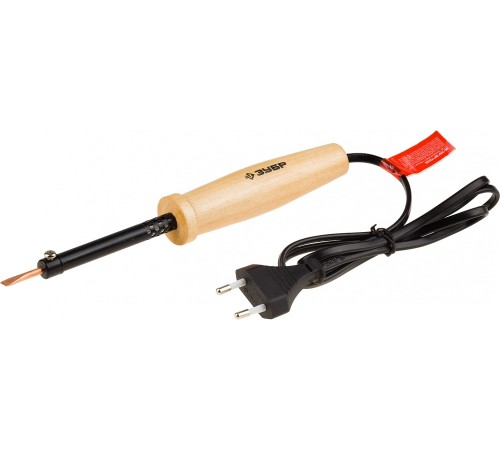 ЗУБР Электропаяльник "МАСТЕР" с деревянной рукояткой и долговечным жалом, форма клин, 40Вт [55405-40_z01]