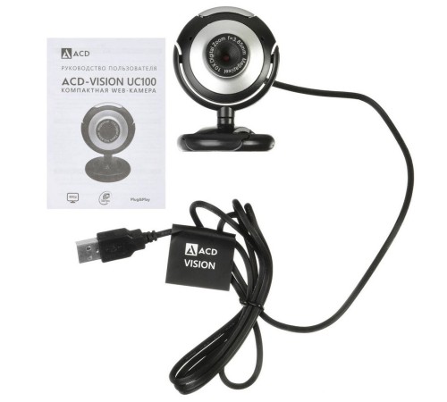 WEB Камера ACD-Vision UC100 CMOS 0.3МПикс, 640x480p, 30к/с, микрофон встр., кабель USB 2.0 1.5м, универс. крепление, черный корп. RTL {60} (551745) WEB Камера ACD-Vision UC100 CMOS 0.3МПикс, 640x480p, 30к/с, микрофон встр., кабель USB 2.0 1.5м, универс. крепление, черный корп. RTL {60} (551745)