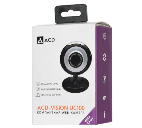 WEB Камера ACD-Vision UC100 CMOS 0.3МПикс, 640x480p, 30к/с, микрофон встр., кабель USB 2.0 1.5м, универс. крепление, черный корп. RTL {60} (551745) WEB Камера ACD-Vision UC100 CMOS 0.3МПикс, 640x480p, 30к/с, микрофон встр., кабель USB 2.0 1.5м, универс. крепление, черный корп. RTL {60} (551745)