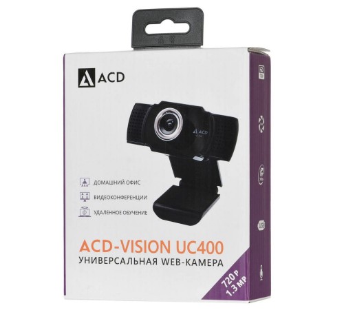 WEB Камера ACD-Vision UC400 CMOS 1.3МПикс, 1280x720p, 30к/с, микрофон встр., кабель USB 2.0 1.5м, шторка объектива, универс. крепление, черный корп. (551769) WEB Камера ACD-Vision UC400 CMOS 1.3МПикс, 1280x720p, 30к/с, микрофон встр., кабель USB 2.0 1.5м, шторка объектива, универс. крепление, черный корп. (551769)