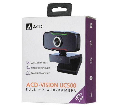 WEB Камера ACD-Vision UC500 CMOS 2МПикс, 1920x1080p, 30к/с, микрофон встр., кабель USB 2.0 1.5м, универс. крепление, черный корп. RTL {60} (551783) WEB Камера ACD-Vision UC500 CMOS 2МПикс, 1920x1080p, 30к/с, микрофон встр., кабель USB 2.0 1.5м, универс. крепление, черный корп. RTL {60} (551783)