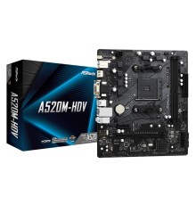 Материнская плата Asrock A520M-HDV Soc-AM4 AMD A520 2xDDR4 mATX AC`97 8ch(7.1) GbLAN RAID+VGA+DVI+HDMI