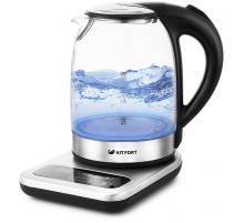 Чайник электрический Kitfort КТ-657 1.7л. 2200Вт нержавеющая сталь/черный (корпус: стекло)