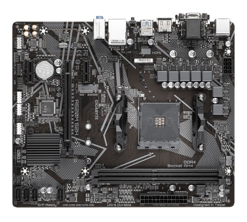 Материнская плата Gigabyte A520M S2H Soc-AM4 AMD A520 2xDDR4 mATX AC`97 8ch(7.1) GbLAN RAID+VGA+DVI+HDMI