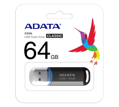 64GB ADATA C906 USB Flash [AC906-64G-RBK] USB 2.0, Black, RTL (773353)
