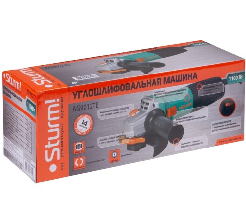 Углошлифовальная машина Sturm! AG9012TE 1100Вт 10000об/мин рез.шпин.:M14 d=125мм