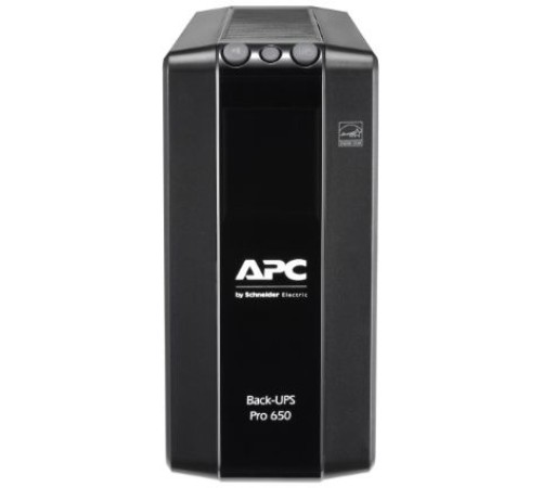 Источник бесперебойного питания Back-UPS Pro BR 650VA, 390 Вт, ЖК-интерфейс, автоматическое регулирование напряжения, защита от перенапряжения линий Ethernet и DSL / Fax / Modem, USB или последовательное соединение, 6 батарей резервного питания IEC320 C13