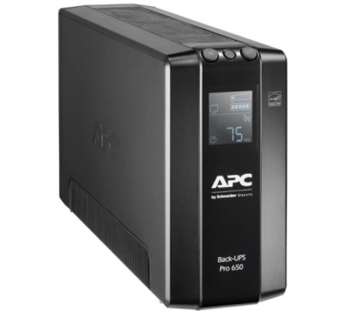 Источник бесперебойного питания Back-UPS Pro BR 650VA, 390 Вт, ЖК-интерфейс, автоматическое регулирование напряжения, защита от перенапряжения линий Ethernet и DSL / Fax / Modem, USB или последовательное соединение, 6 батарей резервного питания IEC320 C13