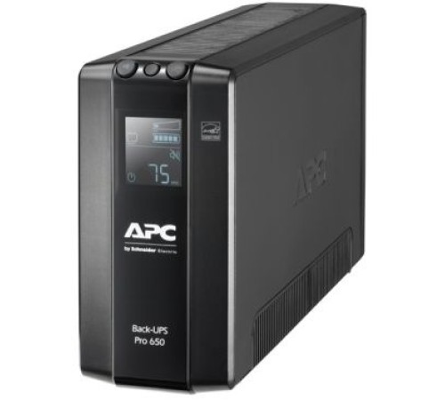 Источник бесперебойного питания Back-UPS Pro BR 650VA, 390 Вт, ЖК-интерфейс, автоматическое регулирование напряжения, защита от перенапряжения линий Ethernet и DSL / Fax / Modem, USB или последовательное соединение, 6 батарей резервного питания IEC320 C13