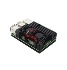 RA458   Корпус ACD  Black Metal Aluminum Case with double Fans for Raspberry Pi 3B/3B+ (RASP2244)