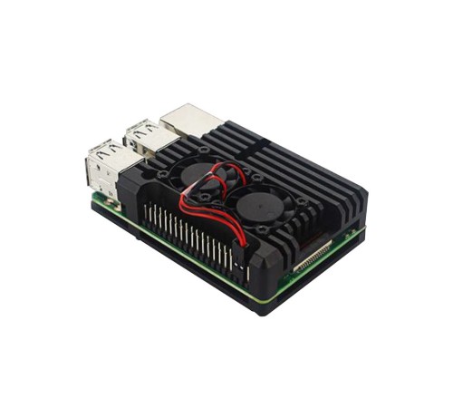 RA458   Корпус ACD  Black Metal Aluminum Case with double Fans for Raspberry Pi 3B/3B+ (RASP2244)