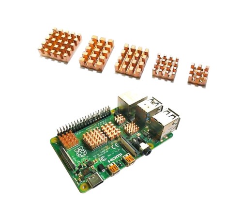 Радиатор ACD RA603 Набор радиаторов ACD 5 in 1 Pure Copper HeatSink (15x10x4мм, 14x14x4мм, 13x11x4мм, 9x9x4мм и 7x7x4мм) for Raspberry 4B комплект из 5 шт