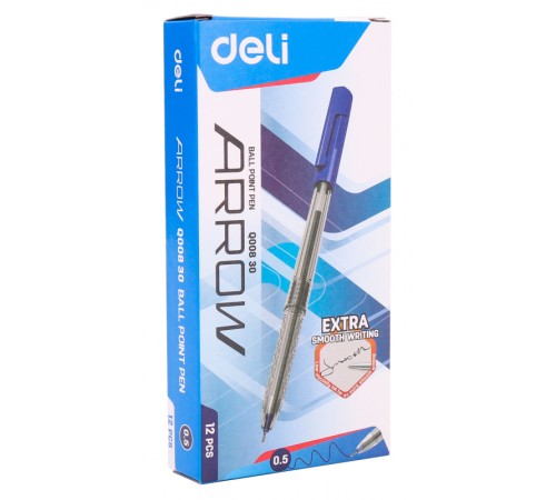 Ручка шариковая Deli EQ00830 Arrow 0.5мм прозрачный/синий синие чернила