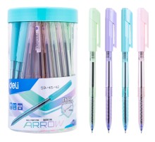 Ручка шариковая Deli EQ03036-1 Arrow 0.7мм прозрачный ассорти синие чернила пластик.стакан (1шт)