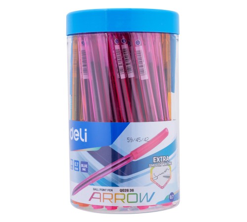 Ручка шариковая Deli EQ02636-1 Arrow 0.7мм прозрачный ассорти синие чернила (1шт)