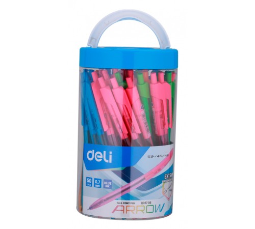 Ручка шариковая Deli EQ02736-1 Arrow 0.7мм прозрачный ассорти синие чернила (1шт)