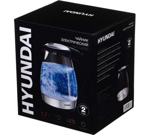 Чайник электрический Hyundai HYK-G2030 1.7л. 2200Вт черный (корпус: стекло) Чайник электрический Hyundai HYK-G2030 1.7л. 2200Вт черный (корпус: стекло)