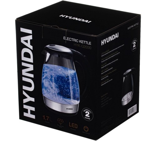 Чайник электрический Hyundai HYK-G2030 1.7л. 2200Вт черный (корпус: стекло) Чайник электрический Hyundai HYK-G2030 1.7л. 2200Вт черный (корпус: стекло)