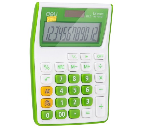 Калькулятор настольный Deli E1122/GRN зеленый 12-разр.