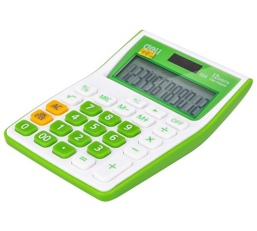 Калькулятор настольный Deli E1122/GRN зеленый 12-разр.