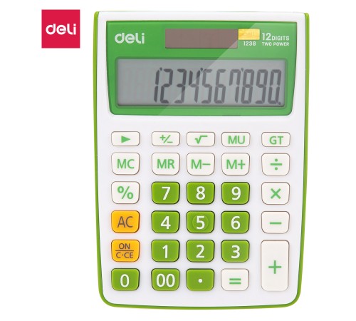 Калькулятор настольный Deli E1238/GRN зеленый 12-разр.