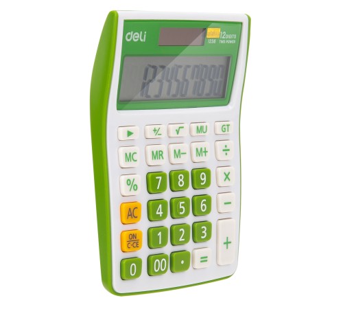 Калькулятор настольный Deli E1238/GRN зеленый 12-разр.