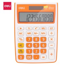 Калькулятор настольный Deli E1238/OR оранжевый 12-разр.