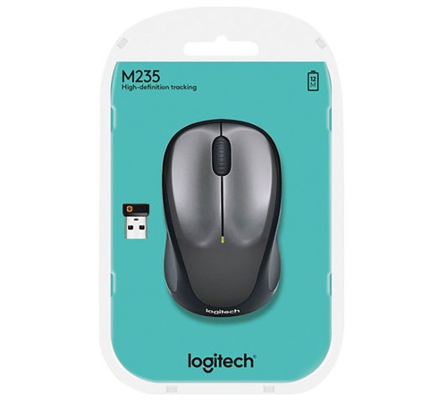 Мышь Logitech M235 серый/черный оптическая (1000dpi) беспроводная USB1.1 для ноутбука (2but)