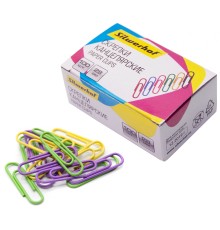 Скрепки Silwerhof 492022 металл пластиковая оболочка 28мм ассорти (упак.:100шт) картонная коробка