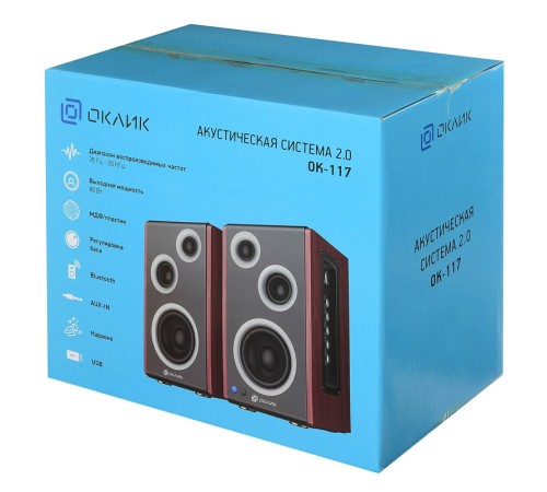 Колонки Оклик OK-117 BT 2.0 черный 80Вт BT Колонки Оклик OK-117 BT 2.0 черный 80Вт BT