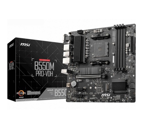 Материнская плата MSI B550M PRO-VDH Soc-AM4 AMD B550 4xDDR4 mATX AC`97 8ch(7.1) GbLAN RAID+VGA+HDMI+DP