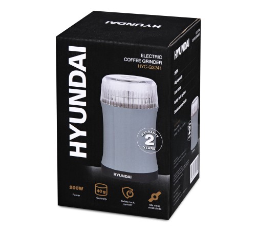 Кофемолка Hyundai HYC-G3241 200Вт сист.помол.:ротац.нож вместим.:40гр черный