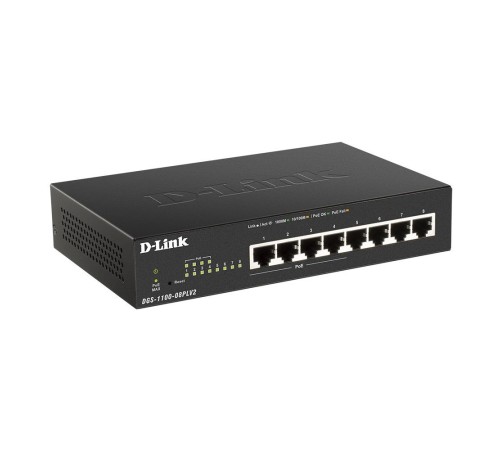 Коммутатор D-Link DGS-1100-08PLV2/A1A 8G 4PoE+ 80W настраиваемый