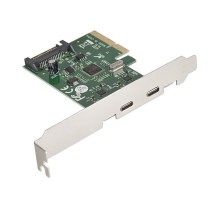 Exegate EX283715RUS Контроллер EXE-313 PCI-Ex4, 2*USB3.1 Type-C ext, разъем доп.питания (OEM)